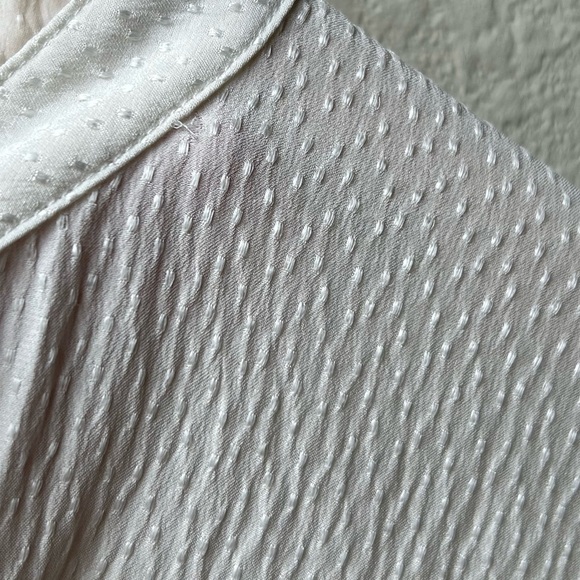 Vince Dot Silk Jacquard Popover Off White Banded Collar Blouse Sz XS - Picture 15 of 16